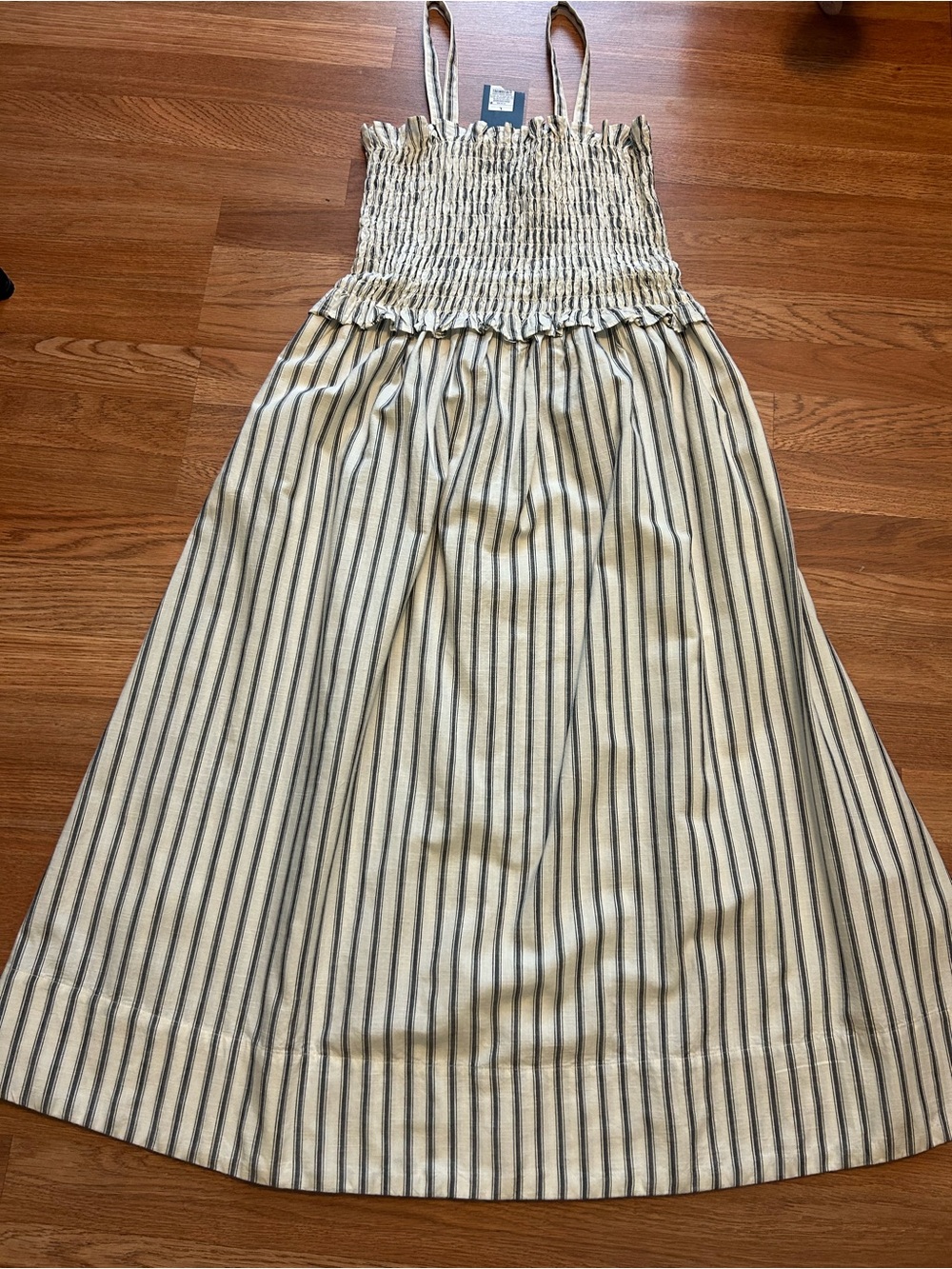 Universal Thread Cream Dress with Navy Stripes.Size large